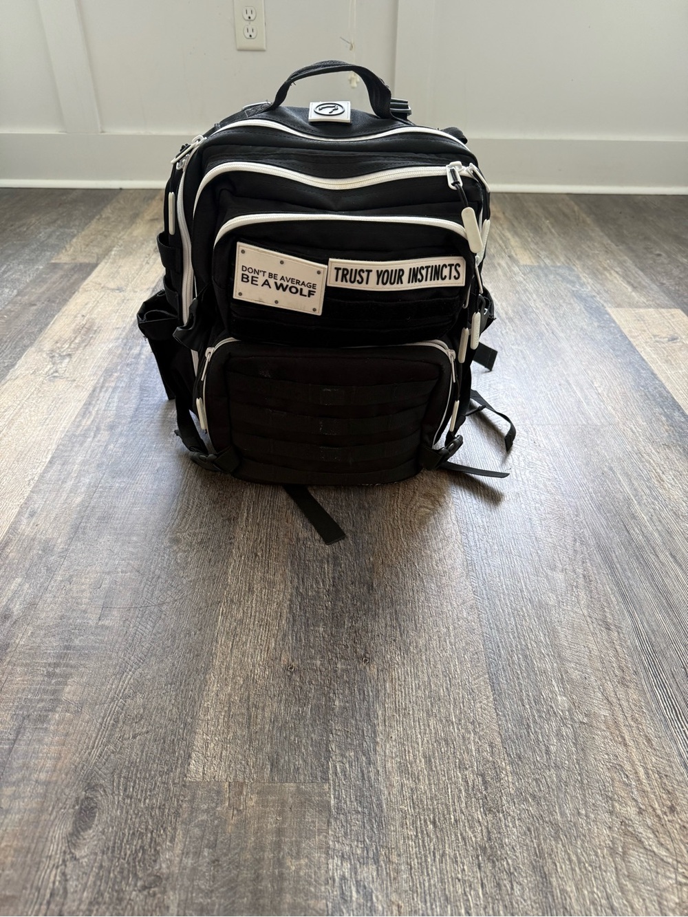 Wolfpak Alpha 26L Meal Prep Black and White Tactical Backpack with Patch Accent